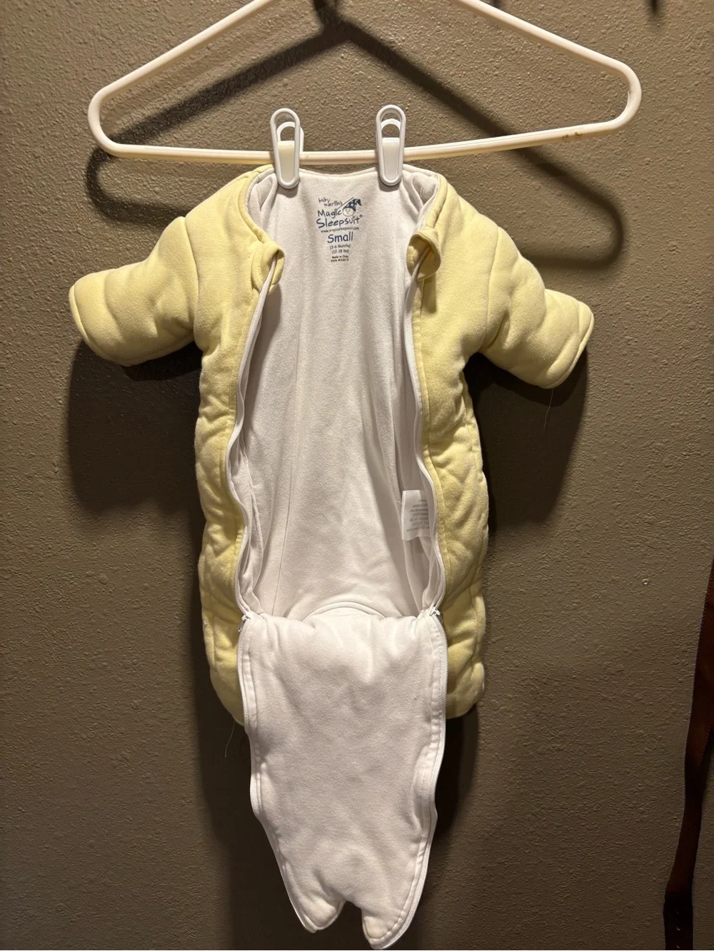 Magic Sleepsuit Baby One-Piece Sleep Sack in Pale Yellow - Small